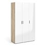 Pepe Wardrobe With 3 Doors In Oak With White High Gloss