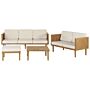 Garden Sofa Set Acacia Wood Coffee Table Ottoman 5 Seater Modern Design Outdoor Conversation Set