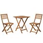 3 Piece Bistro Set Light Solid Acacia Wood Folding Slatted Design