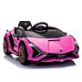 Homcom Compatible 12v Battery-powered Kids Electric Ride On Car Lamborghini Sian Toy With Parental Remote Control Lights Mp3 For 3-5 Years Old Pink