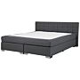 Eu Super King Size Divan Bed Dark Grey Fabric Upholstered 6ft Frame With Tufted Headboard And Mattress