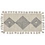 Area Rug Beige Cotton 80 X 150 Cm Rectangular With Tassels Geometric Pattern Boho Oriental Style