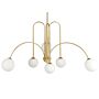 Chandelier Pendant Lamp Gold Metal Iron Hanging Light Glass Shade Round Shape Modern Glamour Lighting