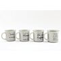 Set Of Four Antique Grey Slogan Mug