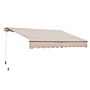 Outsunny 3.5m X 2.5m Manual Awning Canopy Retractable Sun Shade Shelter Winding Handle For Garden Patio Beige