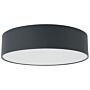 Flush Lamp Grey Polycotton Ø 45 Cm