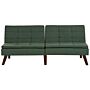 Sofa Bed Green 3-seater Quilted Upholstery Click Clack Split Back Metal Legs