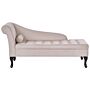 Left Hand Chaise Lounge Light Beige Velvet Upholstery Black Legs Storage Compartment Tufted Seat Bolster Cushion Glam Retro Design Beliani