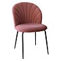 Highford Velvet Dining Chair Pink With Black Metal Legs