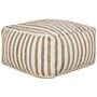 Pouffe Beige And White 60 X 60 X 30 Cm Jute Polyester Cotton Abstract Pattern Square Fabric Seating Pouffe