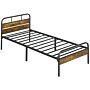 Homcom Industrial-style Single Bed Frame - Black/brown