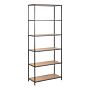 Seaford Tall Black Metal Bookcase With 5 Shelves In Oak