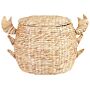 Wicker Basket Natural Water Hyacinth Woven With Crab Nippers Lid Toy Hamper Child's Room Accessory