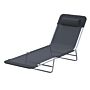 Outsunny Sun Bed Chair Garden Lounger Outdoor Patio Chaise Portable Recliner Adjustable Back Relaxer Chair Furniture Light Black