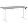 Manually Adjustable Desk Grey Tabletop White Steel Frame 160 X 72 Cm Sit And Stand Round Feet Modern Design Office Beliani