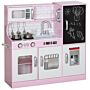 Aiyaplay Pretend Play Kitchen Kids Kitchen Playset W/ Toy Phone, Chalkboard, Microwave, Cooking Stove, Sink