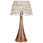 Table Lamp Beige And Dark Cotton Shade Mango Wood Base Metal Frame Single Light