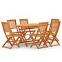 Vidaxl 7 Piece Folding Outdoor Dining Set Solid Eucalyptus Wood