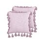 Set Of 2 Decorative Cushions Pink Cotton 45 X 45 Cm With Tassels