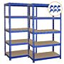 2 X T-rax Blue Metal Racking Units 75cm X 150cm X 30cm With Free Bay Connectors