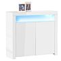 Homcom High Gloss Led Cabinet Cupboard Sideboard Buffet Console With Rgb Lighting, Dining Area, White