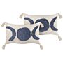 Set Of 2 Decorative Cushions Grey Cotton 35 X 55 Cm Solid Pattern With Tassels