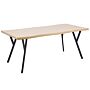 Rectangular Dining Table Light Wood Mdf Tabletop Metal Steel Base Legs 180 X 90 Cm 6 Seater Kitchen Furniture