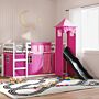 Vidaxl Bunk Bed Without Mattress With Slide And Curtains Pink 80x200 Cm