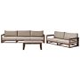 Garden Sofa Set Dark Wood And Taupe Acacia Wood Outdoor 5 Seater 2 Sofas With Coffee Table Cushions Modern Design Beliani