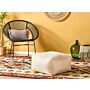 Pouffe Beige Eps Beads Filling Solid Pattern Square Boho Modern Fabric Footstool