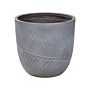 Outdoor Plant Pot Clay Fibre Grey 42 X 42 X 40 Cm Planter Round Uc Resistant Leaf Motif