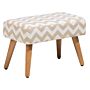 Footstool Beige Cotton With Wooden Legs Chevron Pattern