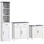 Kleankin Bathroom Furniture Set With Adjustable Shelves, Tall Bathroom Storage Cabinet With Open Shelves, Bathroom Floor Cabinet With Drawers, Pedestal Sink Cabinet, White