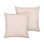 Set Of 2 Decorative Cushions Pink Boucle 45 X 45 Cm Woven Removable With Zipper