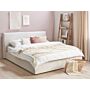 Ottoman Bed Off-white Velvet Upholstery Eu Super King Size 6ft Large Classic Headboard Storage Function Wooden Slats