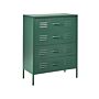 4 Drawer Chest Dark Green Metal Steel Storage Cabinet Industrial Style For Home Office Living Room Beliani