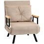 Homcom Click Clack Chair Bed, Convertible Single Chair Couch With 2 Cushions, Beige