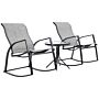 Outsunny 3 Pieces Outdoor Patio Bistro Set W/ 2 Rocking Chairs And Tempered Glass Table, Porch Grey