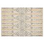 Rug Beige Cotton 140 X 200 Cm Geometric Pattern Hand Tufted Flatweave