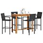 Vidaxl 5 Piece Garden Bar Set Black Solid Wood Acacia And Poly Rattan