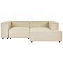 Modular Left Hand Sofa Beige Linen 2 Seater Sectional Corner Sofa With Black Legs