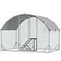 Pawhut Walk In Chicken Run, Galvanised Chicken Coop W/ Chicken Activity Shelf, Outdoor Hen Poultry House Cage Rabbit Hutch W/ Uv-resistant