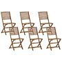 Set Of 6 Garden Chairs Light Wood Acacia Folding Slatted Back