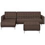 Corner Sofa Bed Brown Tufted Fabric Modern L-shaped Modular 4 Seater With Ottoman Right Hand Chaise Longue Beliani