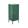 3 Drawer Storage Cabinet Dark Green Metal Steel Home Office Unit Industrial Small Chest Of Drawers Beliani