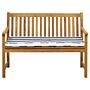 Garden Bench Light Acacia Wood 120 Cm Blue Seating Cushion Padding Slatted Design Outdoor Patio