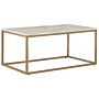 Coffee Table Beige Marble Effect Gold Metal Legs 100 X 60 Cm Rectangular Industrial