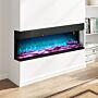 Homcom 60inch/ 152cm Media Electric Fireplace Wall Mounted, Recessed, Insert, Freestanding, Glass Electric Fire With Adjustable Led Flame Effect, Log, Crystal, Remote Control, 1800w, Black | Aosom Uk