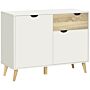 Homcom Modern Sideboard Storage Cabinet, Free Standing Accent Cupboard With Drawer, 2 Doors, White