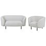 Living Room Set Black And White Polyester Fabric Soft Nubby Black Legs 2 Seater Sofa Armchair Retro Glam Art Decor Style